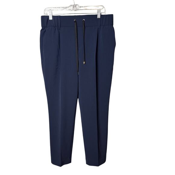 ATM Anthony Thomas Melillo Micro Twill Pants Navy Blue Pull On Cropped Size L - Picture 2 of 8